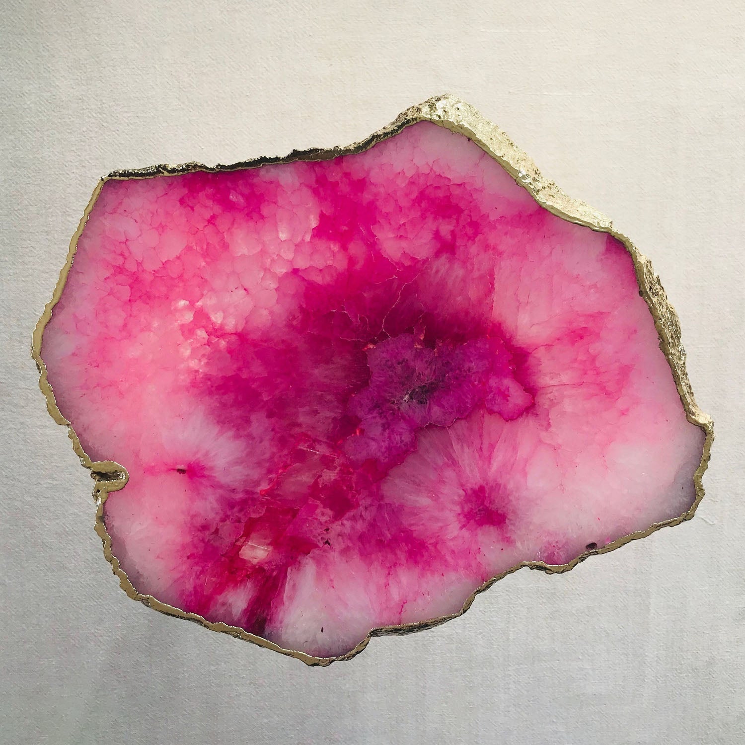 Small Pink Agate/Single Piece/Crystal/Gemstone/Quartz Organic Edge Side/Drink/Table-1