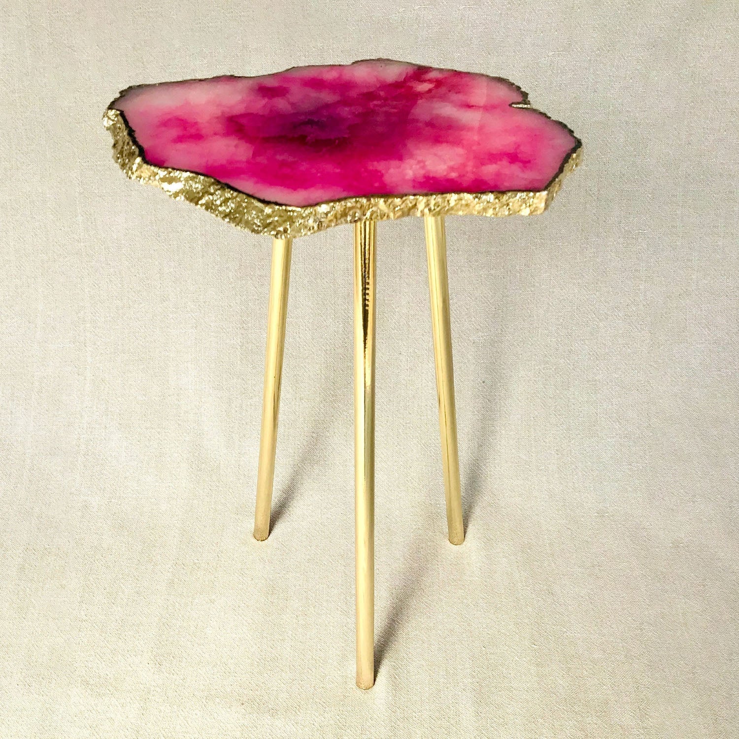 Small Pink Agate/Single Piece/Crystal/Gemstone/Quartz Organic Edge Side/Drink/Table-0