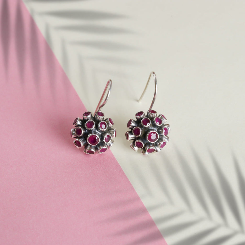 Spiked Hydro Ruby Earrings-1