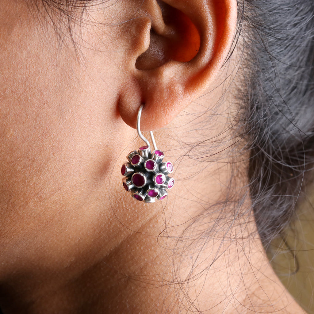 Spiked Hydro Ruby Earrings-2
