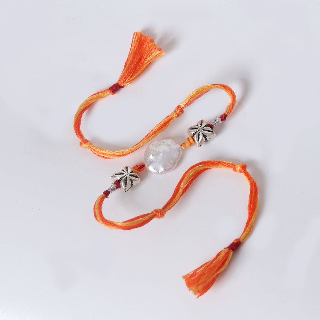 Silver Pearl Beads Rakhi-1